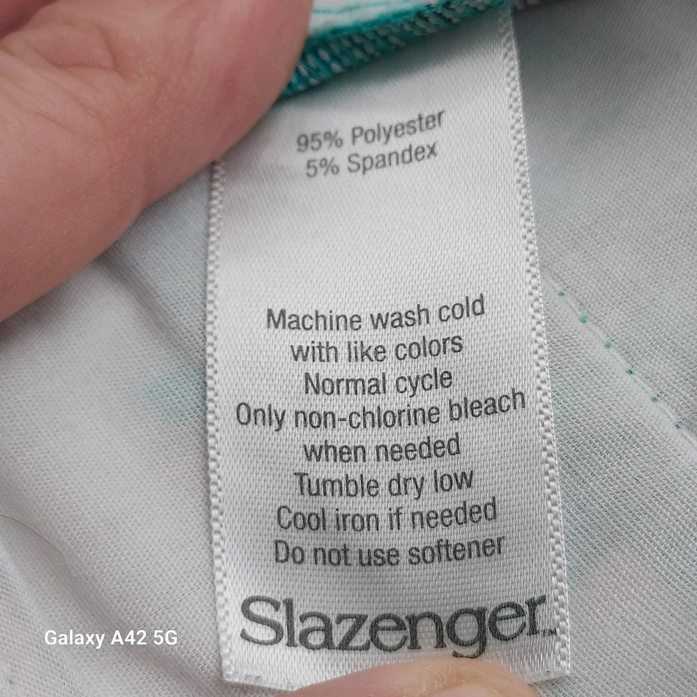 Slazenger‎ Mens Golf Shorts Size 38 Teal Black White Plaid Performance Stretch